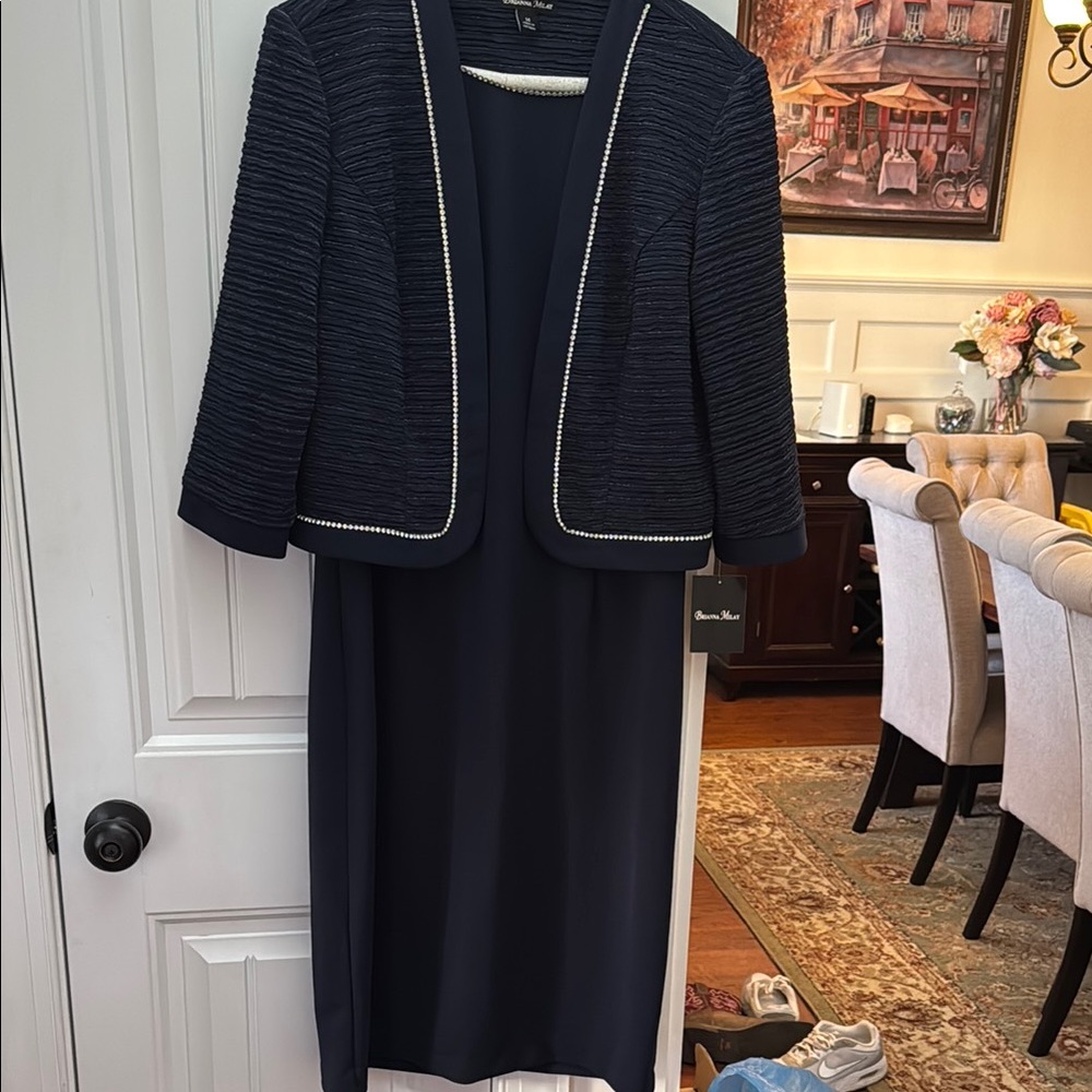 Elegant Navy Midi Dress with Jacket